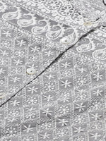 Thumbnail for Jompers Women's Grey & White Chikankari Embroidered Kurta with Palazzos - Distacart