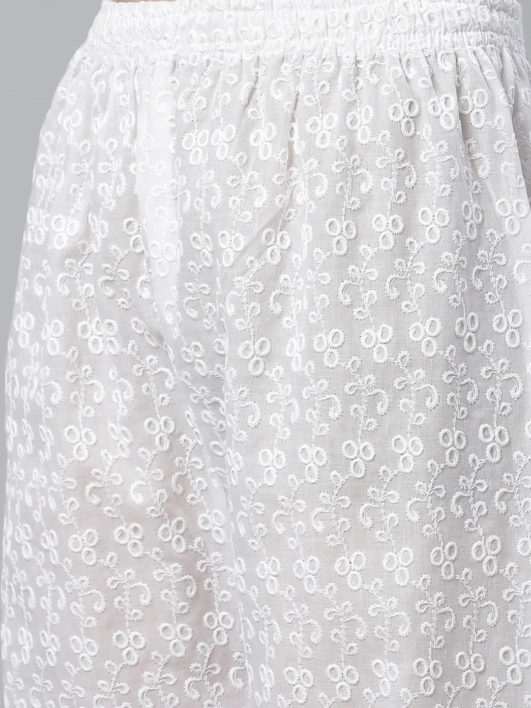 Jompers Women's Grey & White Chikankari Embroidered Kurta with Palazzos - Distacart