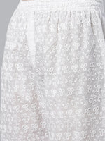 Thumbnail for Jompers Women's Grey & White Chikankari Embroidered Kurta with Palazzos - Distacart