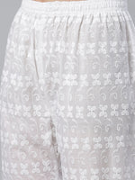 Thumbnail for Jompers Women's Peach & White Chikankari Embroidered Kurta with Palazzos - Distacart