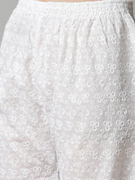 Thumbnail for Jompers Women's Pink & White Chikankari Embroidered Kurta with Palazzos - Distacart