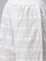 Thumbnail for Jompers Women's Yellow & White Chikankari Embroidered Kurta with Palazzos - Distacart
