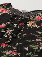 Thumbnail for Jompers Women's Black Floral Printed Floral Anarkali Kurta - Distacart