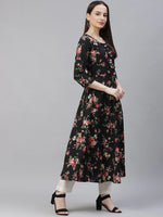 Thumbnail for Jompers Women's Black Floral Printed Floral Anarkali Kurta - Distacart