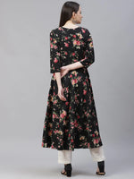 Thumbnail for Jompers Women's Black Floral Printed Floral Anarkali Kurta - Distacart