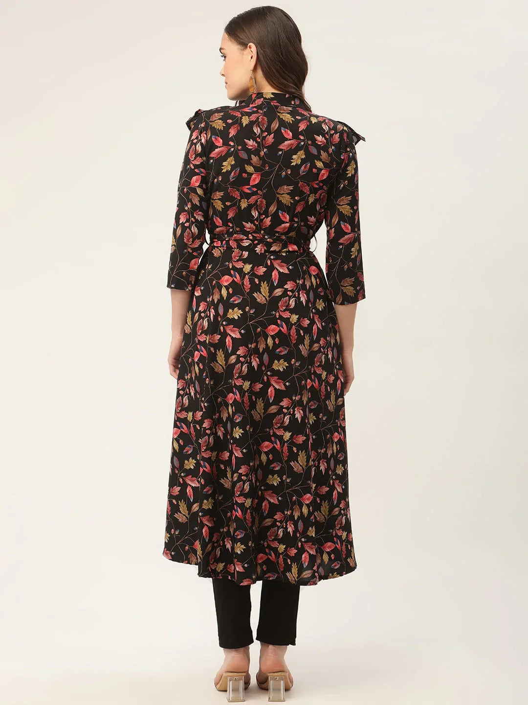 Jompers Women's Black Flared Printed kurta - Distacart