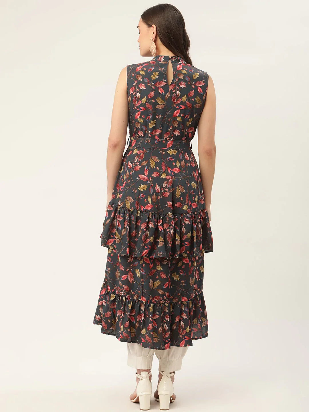 Jompers Women's Grey Flared Printed kurta - Distacart