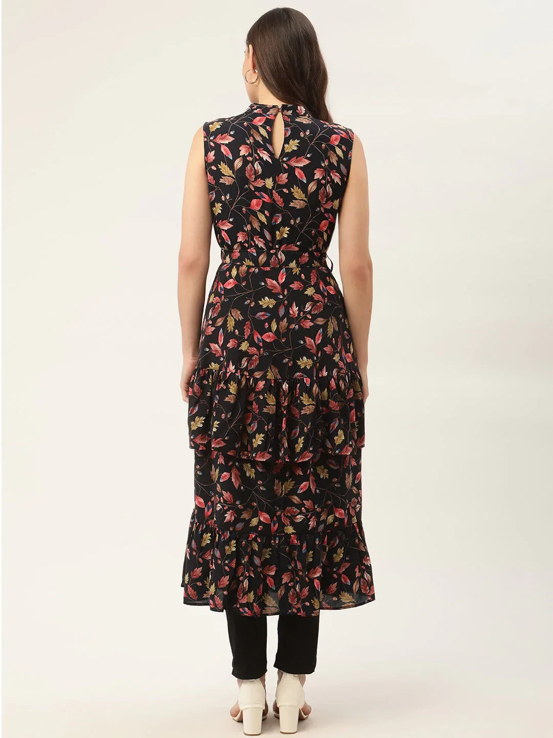Jompers Women's Navy Blue Flared Printed kurta - Distacart