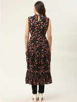 Thumbnail for Jompers Women's Navy Blue Flared Printed kurta - Distacart
