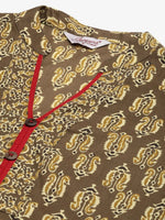 Thumbnail for Jompers Women's Brown and Olive Printed Straight Pure Cotton Kurta - Distacart