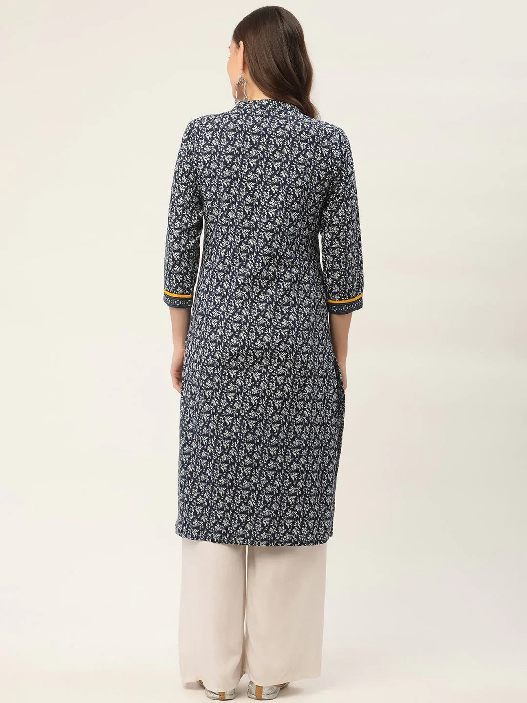 Jompers Women's Indigo Blue Printed Straight Pure Cotton Kurta - Distacart