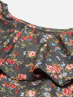 Thumbnail for Jompers Women's Grey Flared Printed kurta - Distacart