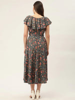 Thumbnail for Jompers Women's Grey Flared Printed kurta - Distacart