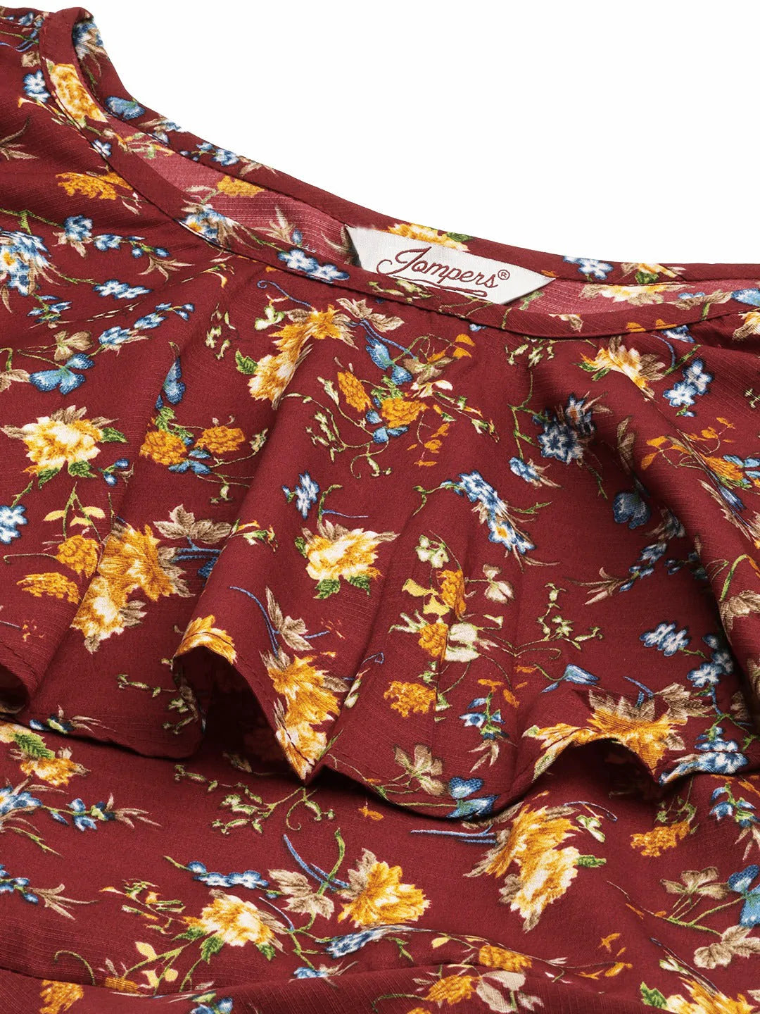 Jompers Women's Maroon Flared Printed kurta - Distacart