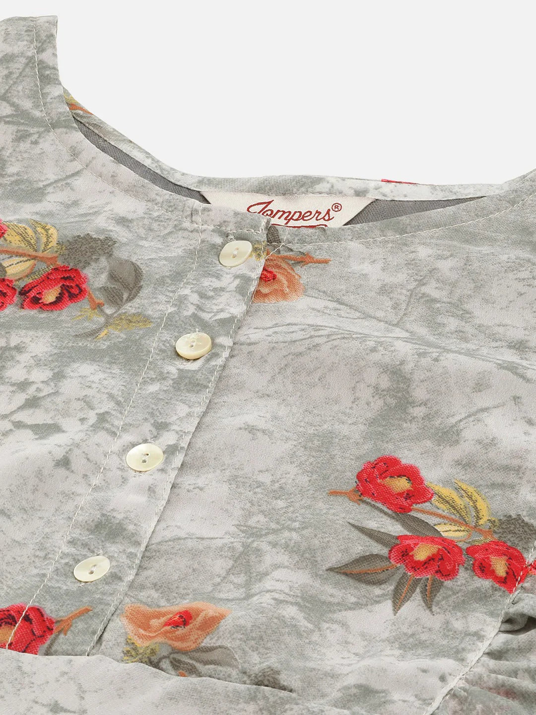 Jompers Women's Grey Georgette Flared Printed kurta - Distacart