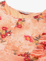 Thumbnail for Jompers Women's Orange Georgette Flared Printed kurta - Distacart