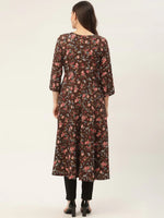 Thumbnail for Jompers Women's Brown Flared Printed kurta - Distacart
