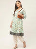Jompers Women's Sky Blue and White Flared Printed kurta - Distacart