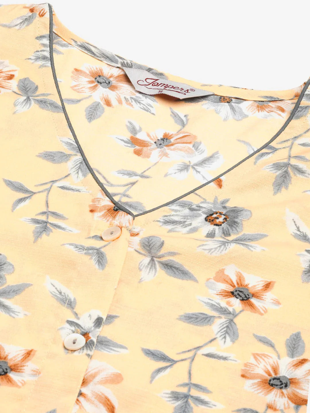 Jompers Women's Yellow and White Flared Printed kurta - Distacart