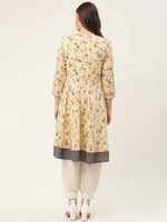 Thumbnail for Jompers Women's Yellow and White Flared Printed kurta - Distacart