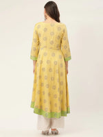 Thumbnail for Jompers Women's Pista Green Cotton Blend Flared Printed kurta - Distacart