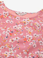 Thumbnail for Jompers Women's Pink & White Georgette Floral Printed Kurta - Distacart