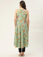 Thumbnail for Jompers Women's Green Floral Print Anarkali Kurta - Distacart