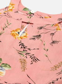 Thumbnail for Jompers Women's Pink Floral Printed Anarkali Kurta - Distacart