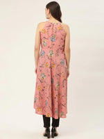 Thumbnail for Jompers Women's Pink Floral Printed Anarkali Kurta - Distacart