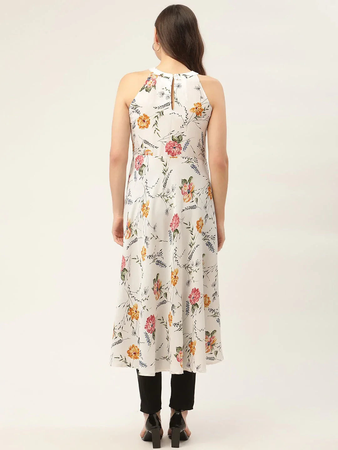Jompers Women's White Floral Printed Anarkali Kurta - Distacart