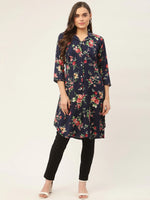 Thumbnail for Jompers Women's Blue Cotton Blend straight Kurta - Distacart
