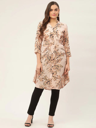 Jompers Women's Peach Cotton Blend straight Kurta - Distacart