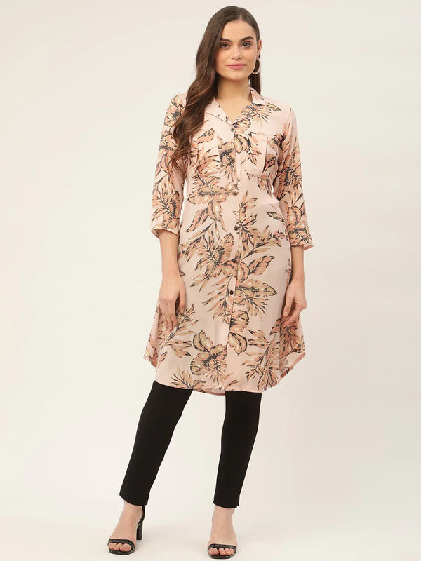 Jompers Women's Peach Cotton Blend straight Kurta - Distacart