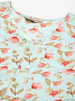 Thumbnail for Jompers Women's Sky Blue Floral Printed Kurta - Distacart