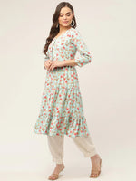 Thumbnail for Jompers Women's Sky Blue Floral Printed Kurta - Distacart
