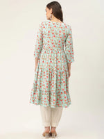Thumbnail for Jompers Women's Sky Blue Floral Printed Kurta - Distacart