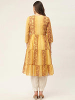 Thumbnail for Jompers Women's Mustard Georgette Tiger Printed Kurta - Distacart