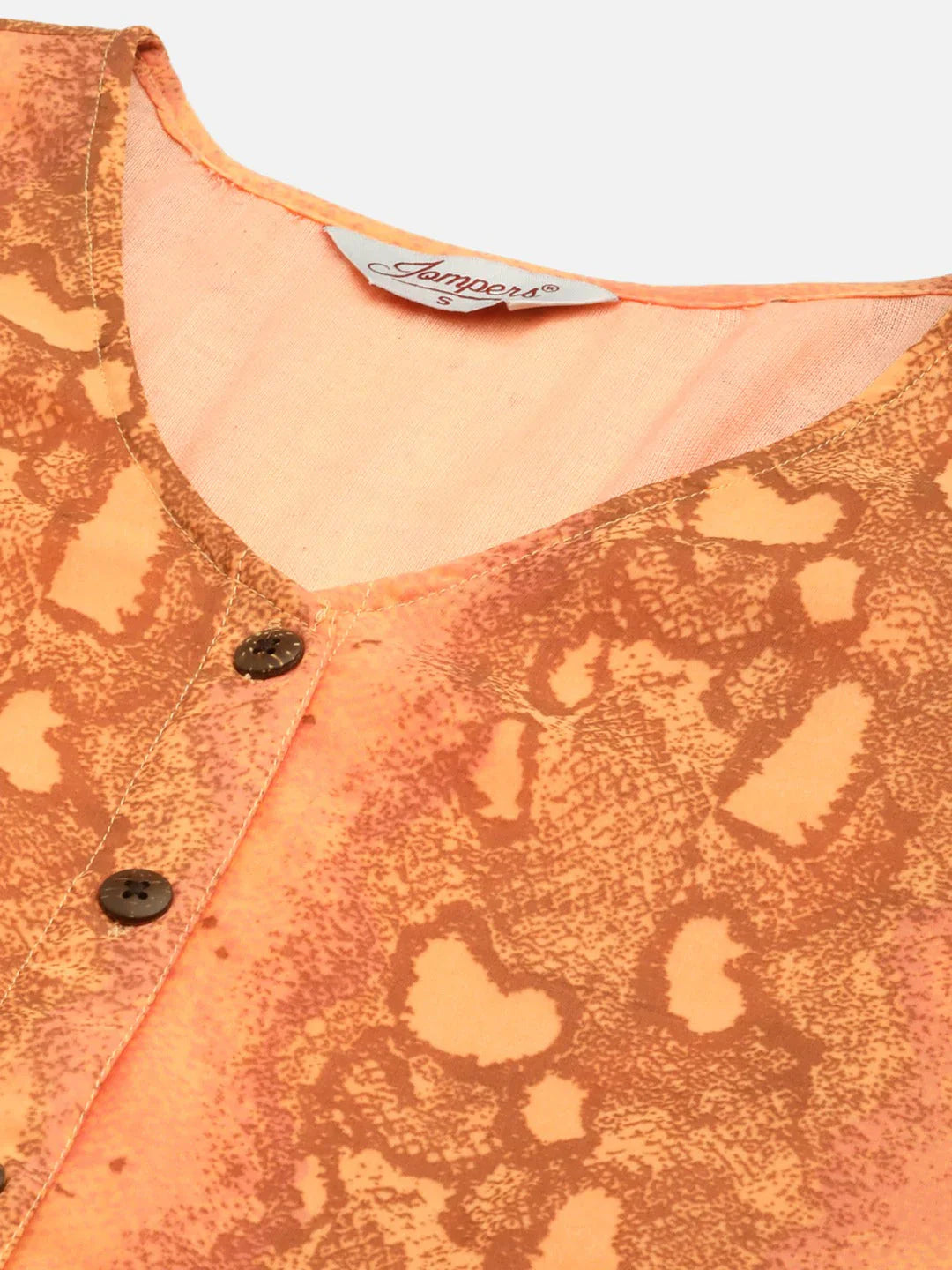 Jompers Women's Orange Georgette Tiger Printed Kurta - Distacart