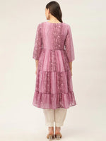 Thumbnail for Jompers Women's Purple Georgette Tiger Printed Kurta - Distacart