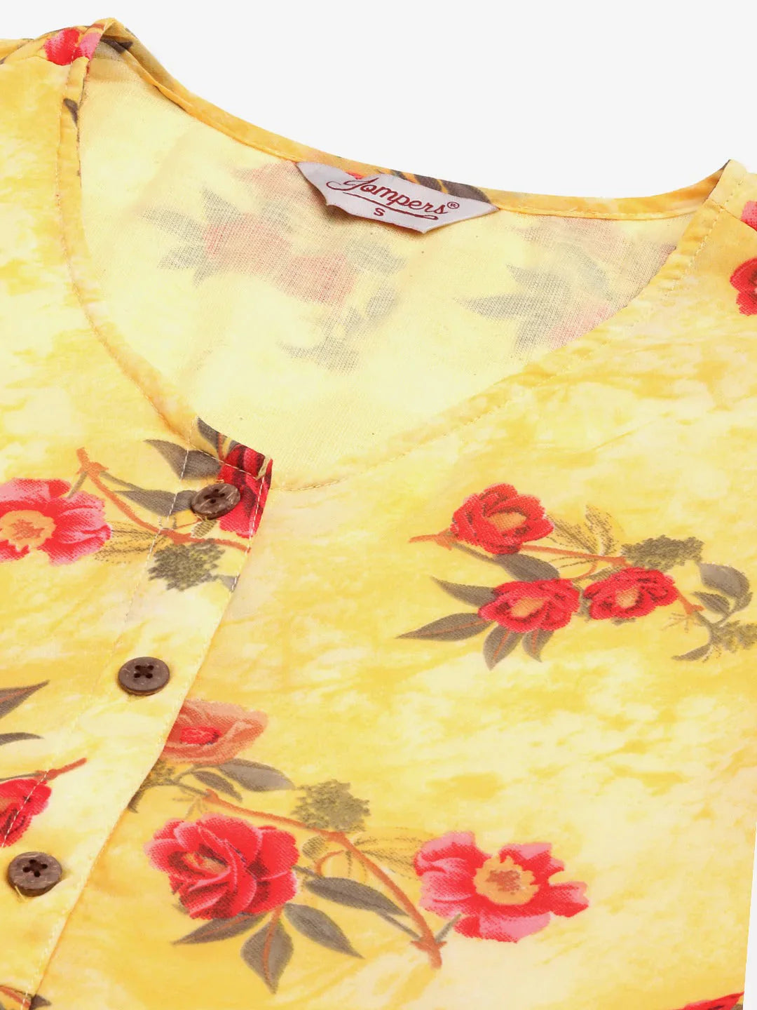 Jompers Women's Yellow Georgette Floral Printed Kurta - Distacart