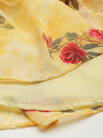 Thumbnail for Jompers Women's Yellow Georgette Floral Printed Kurta - Distacart