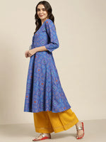 Thumbnail for Jompers Women's Blue Bandhani Printed Anarkali Kurta - Distacart