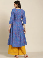 Thumbnail for Jompers Women's Blue Bandhani Printed Anarkali Kurta - Distacart
