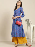 Thumbnail for Jompers Women's Blue Bandhani Printed Anarkali Kurta - Distacart