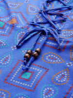 Thumbnail for Jompers Women's Blue Bandhani Printed Anarkali Kurta - Distacart