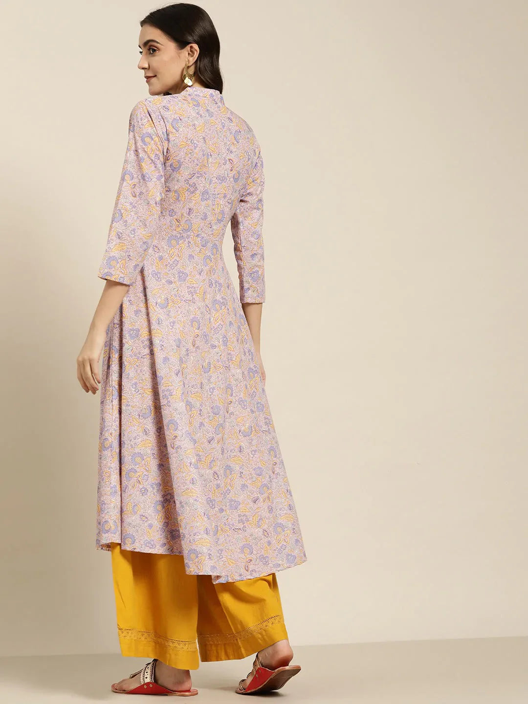 Jompers Women's Purple and yellow Printed Anarkali Kurta - Distacart