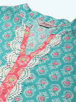 Thumbnail for Jompers Women's Ethnic Motifs Thread Work Kurta - Blue - Distacart