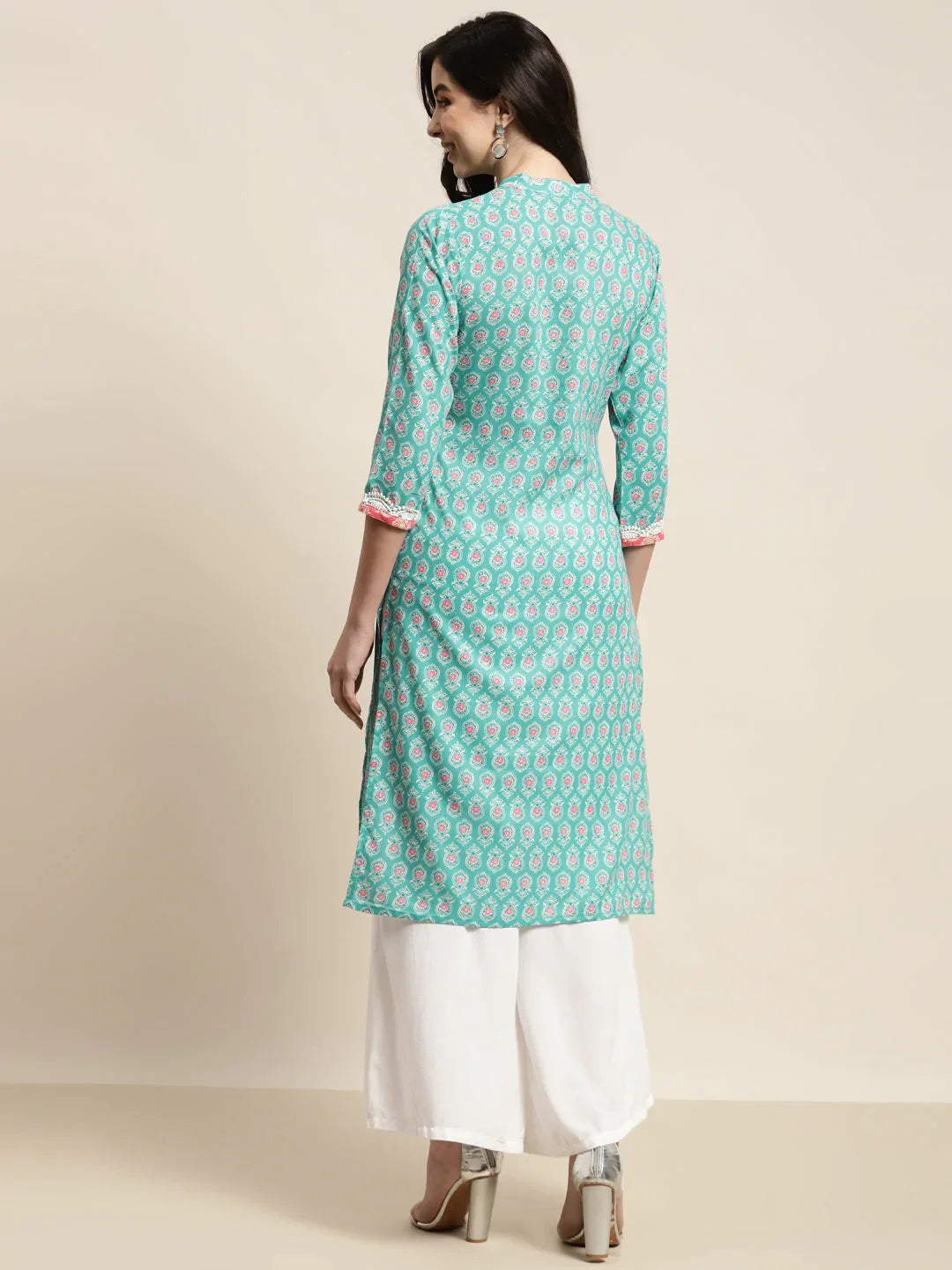 Jompers Women's Ethnic Motifs Thread Work Kurta - Blue - Distacart