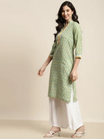 Thumbnail for Jompers Women's Ethnic Motifs Thread Work Kurta - Yellow - Distacart