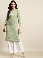 Thumbnail for Jompers Women's Ethnic Motifs Thread Work Kurta - Yellow - Distacart